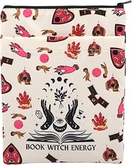 Book Witch Energy Book Cover Witchy Lovers Book Sleeve Magical Astrology Book Merch TBR Gift Dark Romance Gift Witch Zipper Pouch Gift (BookWitchEnergyBS)