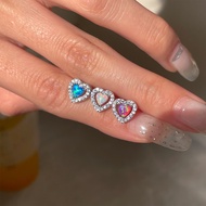 XIYA Y2K Colorful Opal Stone Heart Earrings Fashion High-End Zircon Bead Earrings