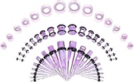 Ear Stretching Kit Gauges for Ears 50Pcs 14G-00G Ear Gauges Expander Set Acrylic Ear Tapers and Plug