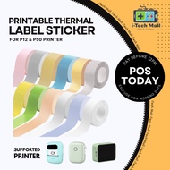 P12 Sticker Label Refill Roll Tape Thermal Continuous Gap Marklife Color Transparent P50 Label Tie N