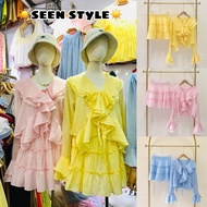 Seen Style-2-Piece Set Front Bow Tie Shirt + Skirt (With Lining) 2 piece set women korean 2 piece se