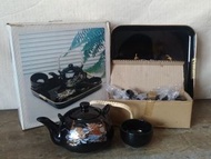 「黑釉 孔雀牡丹」陶瓷茶具組 —古物舊貨、懷舊古道具、擺飾收藏、早期民藝、老臺灣陶瓷碗盤收藏