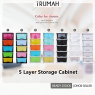 【i.Rumah】 5 Tier Drawer Cabinet Rack Multipurpose Colourful Storage Drawer Almari Baju Baby Kabinet Rak
