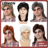 LIZMON 70s 80s Rockstar Wig, Punk Medium Length Cosplay Wig, Vintage Fluffy Breathable Mullet Wig Un