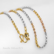 สร้อยคอเงินแท้ 92.5% Italy ชุบ 3 กษัตริย์ ลาย Short ball ขนาด2mm.