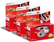 AGFA Photo 601020 LeBox Flash, Disposable Camera, 27 Photos, Optical Lens 31 mm, Grey and Red, Pack 