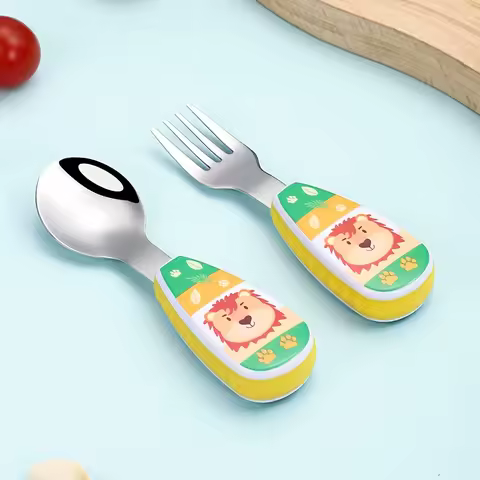 Set Of 2 Stainless Steel Children's Cutlery Spoon/fork Suitable For Baby Cutlery, Ideal As A Gift Fo