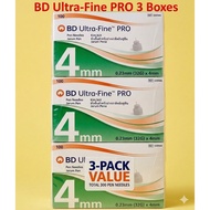 BD Ultra-Fine PRO 32G x 4mm (100pcs) X 3 Boxes, bundle of 3 boxes, totally 300 pen needles