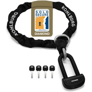 13 lbs massive motorcycle security chain lock - 5 ft long with our highest German Security Level 10p