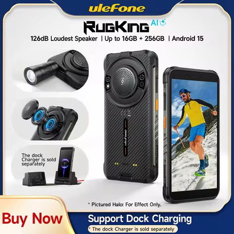 Ulefone RugKing 4G Rugged Phone Android 15 Up to 16GB+256GB AI Smartphone 9600mAh Waterproof 5.99" 5