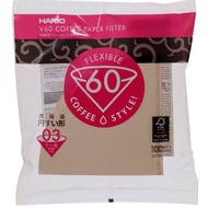 Hario V60 Coffee Paper Filters Unbleached 03 Size 1-6 Cups 100 Pcs