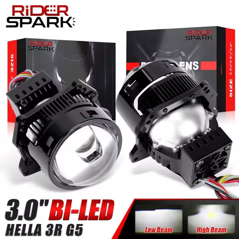2PCS Laser 3.0 Inch Bi LED Hyperboloid Projector Lens Hella 3R G5 Headlight Bulb 6000K High Low Beam