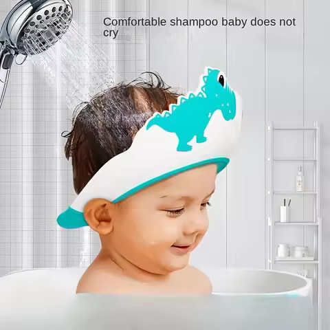 Baby Soft Rubber Waterproof Shampoo Cap Children Shampoo Artifact Baby Shampoo Cap Adjustable Ear Pr