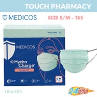 MEDICOS (NEW) Slim Fit Size 175 HydroCharge 4ply Surgical Face Mask MINTY GREEN 50’s