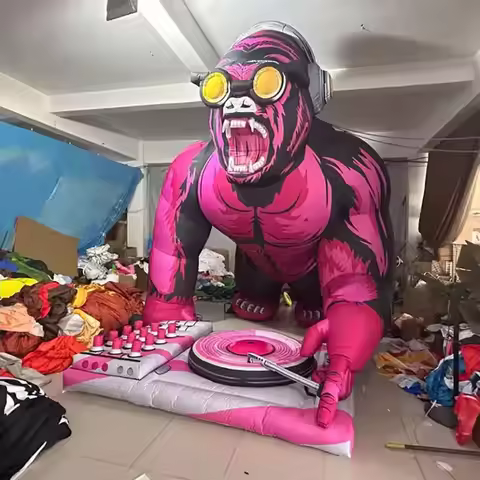 4/6/8M Giant Inflatable Gorilla Wearing Headphone Pressing DJ KeyBoard Nightclub Music Festival Deco