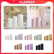 [Flameer] 3x Cylinder Pedestal Stand Covers Cylinder Covers Plinth Stand Cover for Wedding