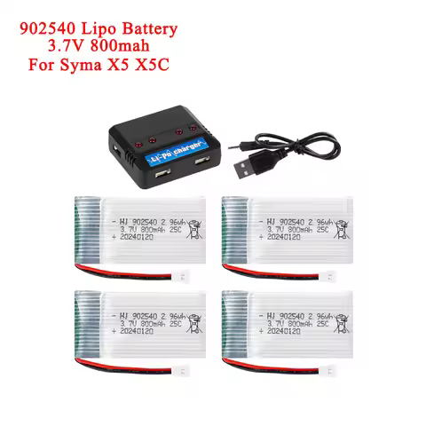 3.7V 800mAh 25C 902540 Lipo Battery For Syma X5 X5C X5S X5SC X5HW X5HC X5SW M68 X300 X400 X500 X800 