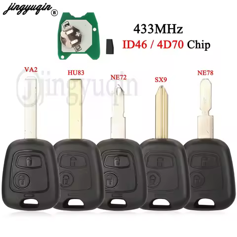 jingyuqin 2 Buttons Car Remote Key ID46 4D70 for Citroen C1 C3 Peugeot 107 Toyota Aygo 2005-2014 433
