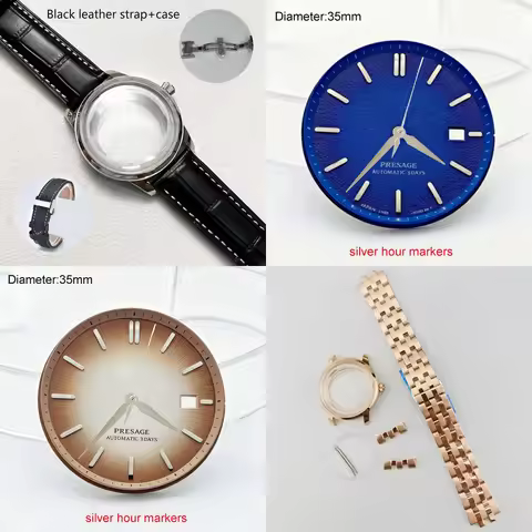 35mm NH35 S Logo Dial Olive Green Presage s Dial for NH35 Movement 40mm Rose Gold Case Presage NH35 