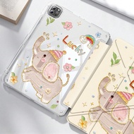 Oil Painting Elephant Pattern Clear Crystal Tablet Case. Compatible With IPad 11 (2025/10.9)/Air 4/5