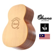 OHANA Bongolele OH-BLM-C Solid Spruce & Mahogany Concert Size Bongolele Ukulele Bongo Drum Percussio