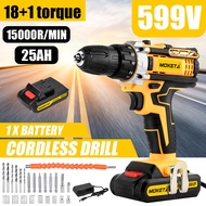 MOKETA Drill Cordless Set Drill Battery Hand Drill Impact Drill Bateri Screwdriver Hammer Drill Bits