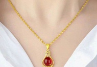 KALUNG GOLD MELINTIR BATU MERAH XUPING ANTI LUNTUR MODEL KEKINIAN