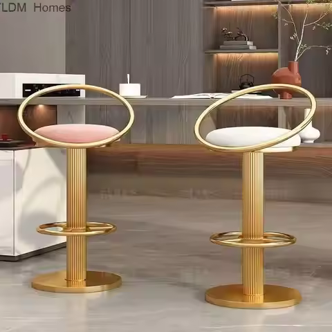 Chairs Luxury Nordic Taburete Stool Bar Bar Chair Accent Alto Velvet Rotating Manicure Pink Gold Kit