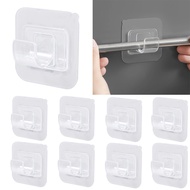 Creative Self Adhesive Curtain Rod Bracket No Drill Drapery Sticky Hooks Transparent Plastic Clothes Drying Rods Holder for Kitchen Bathroom Organizer