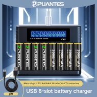 PUANTES AA/AAA USB 8-slot charger matched with 1.2V AA/AANi MH/ni cni MH/ni CD rechargeable battery