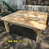 MK42 โต๊ะญี่ปุ่น โต๊ะกินข้าวไม้สัก 80*80*35 ซม. (ก*ลึก*ส) โต๊ะนั่งทำงานกับพื้น งานยังไม่ทำสีใดๆ ✅งาน