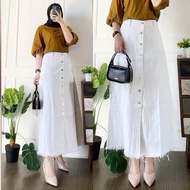 Long women's jeans skirt, rawis bottom jeans skirt, Korean style jeans skirt, women's jeans skirt