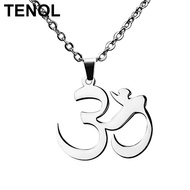 [TENOL] Stainless Steel Aum Om  Sanskrit Symbol Amulet Buddha Pendant Necklace
