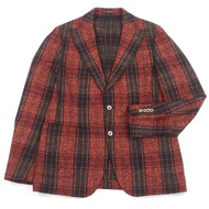 Gabriele Pasini 72% 羊毛男修身夾克，尖領，雙色領，紅色格子RED， 50 碼，正品，狀態極佳。