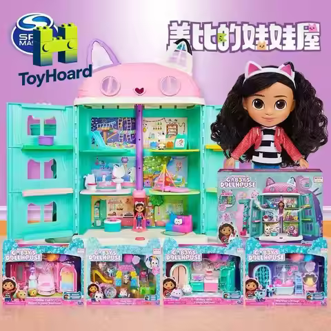 Gabby’s Dollhouse Anime Figures Music Room Kitchen Swimming Pool Aquarium Toys Girl Pretend Play Toy