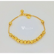 [VJ]Cop916 Bracelet "Box - Beads" Bracelet 999.9 Gold Plated L:14cm / 18cm <Rantai Tangan Persist916
