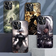 NieR Automata 2B 02 Tempered Glass Cell Phone Case For iPhone 16 15 14 13 12 11 Pro XS Max Plus Mini