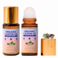 Organic Castor Oil with Rose Quartz Roller, 100% Pure Cold-Pressed, Organic Castor Oil Roll On Rose 