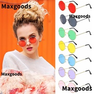 MAXGOODS Metal Sunglasses Retro Disco Hippie Circle Glasses