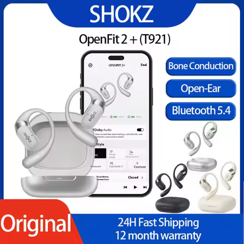 Shokz OpenFit 2+ T921 Open Wireless Bluetooth Earphones with Pendant Ear with DualBoost AI Technolog