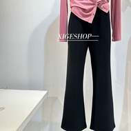 BLACK VERTICALLY ROLLED FLARE PANTS