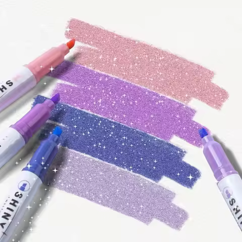 4Pcs Color Glitter Highlighter Pen Marker Glitter Pen Fluorescent Pen Drawing Highlighters Pen Cute 