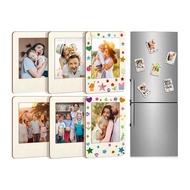 Packed Handmade Wooden Photo Frame Unfinished Magnetic Photo Frame with Mini Wooden Refrigerator Mag