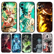 TPU Luxury Black Silicone Soft Case【L-4】Anime Dr. Stone for OPPO A57E A58 A58X A59F1s A60 A74 A76 A7