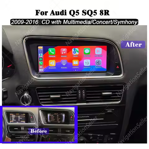 8.8" Android 14 Car Radio Stereo For Audi Q5 SQ5 8R 2009-2011 2012- 2014 2015 2016 WIFI 4G 128G Carp