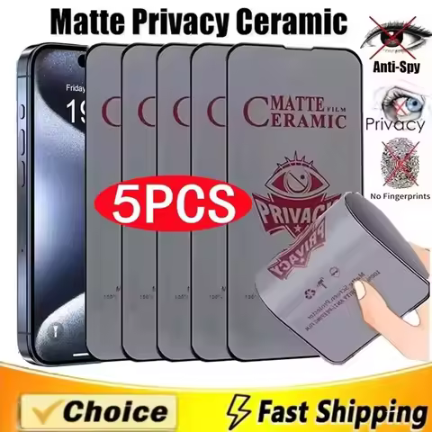 1-5PCS Matte Ceramic Privacy For iPhone 16 11 15 12 13 14 Pro Max Screen Protector 7 8 6 6S Plus X X
