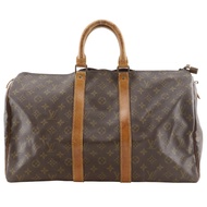 Louis LOUIS VUITTON Keepall 45 Boston Bag Handbag M41428 Monogram Canvas Brown Tote Bag, A4 Zipper K