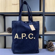 APC logo embroidered velvet tote shoulder bag