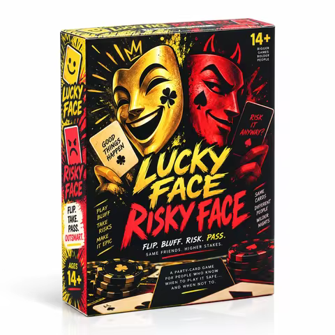 LUCKY FACE RISKY FACE Party Card Game Flip Take Pass and Outsmart Fast Paced Bluffing and Push Your 