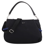 agnes b.-Metal B.front Double Side Zipper Nylon Crossbody Bag (Black X Sapphire Blue) Small